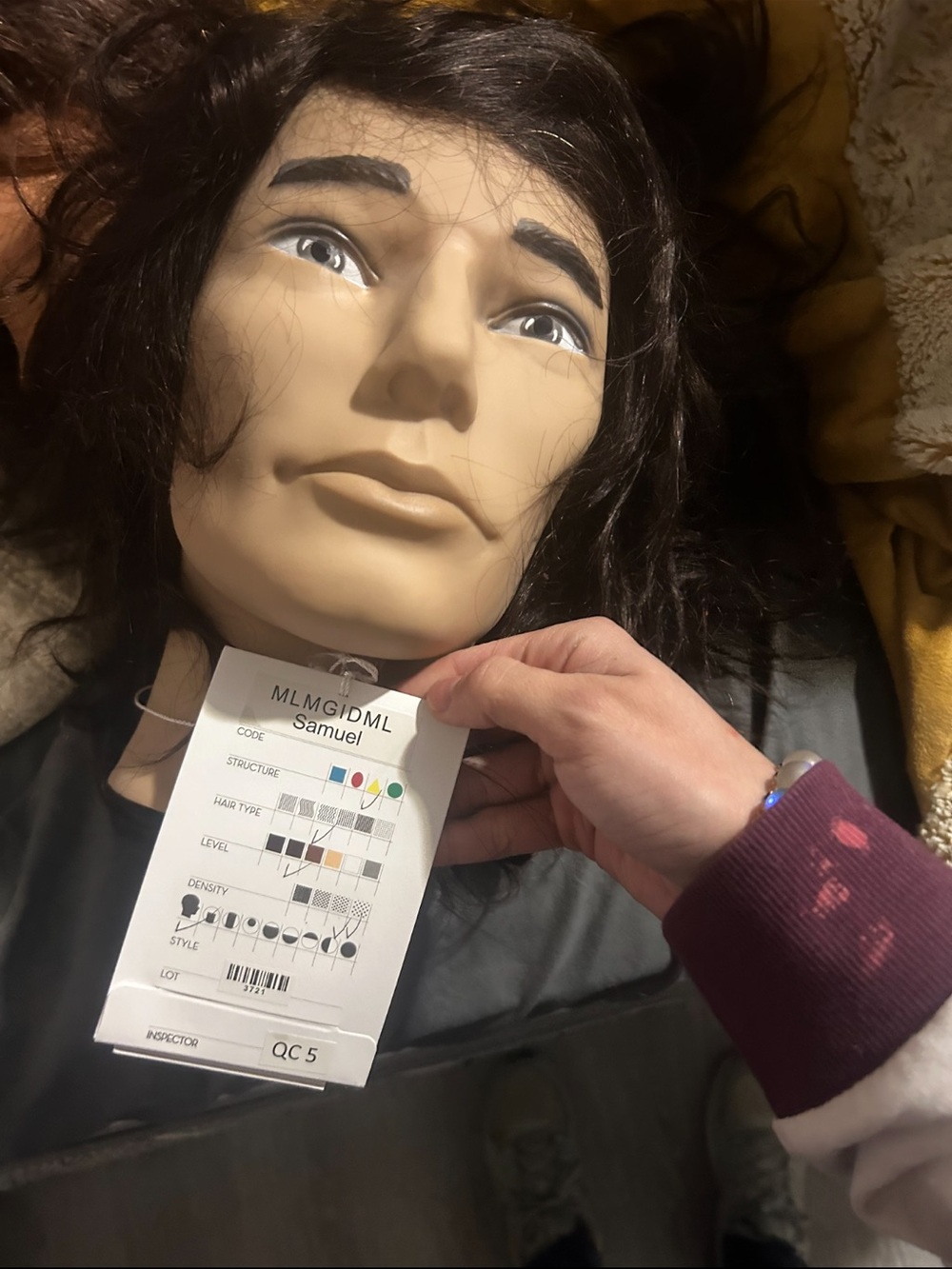 Mannequin Head with Dark Brown 100% Human Hair
